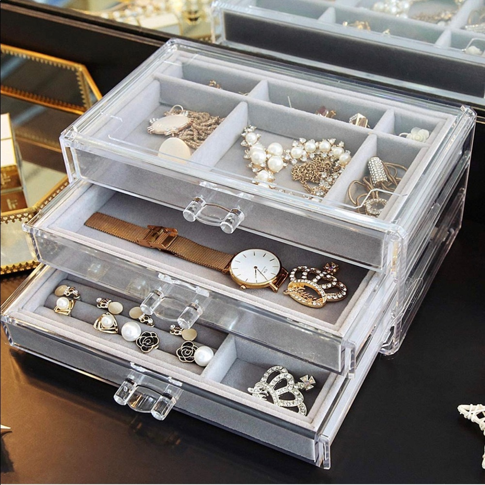 Acrylic jewerly box - 3 drawer make up organizer